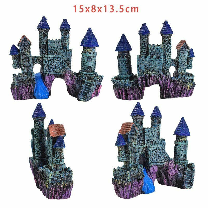 Aquarium Shipwreck Castle Decor Fish Tank Landscaping Ornament Plastic 15x7x13cm
