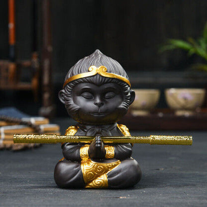 Chinese Purple Clay Kung Fu Tea Set Tea Pet Monkey King Tea Accessories Home
