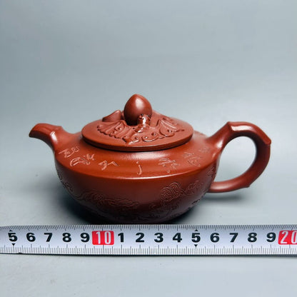 Vintage Chinese Yixing Purple Clay Teapot Zisha Ceremony Carving Collectible Art