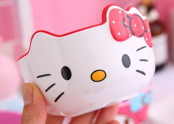 Cute 2pcs 4" Hello Kitty Rice Oatmeal Salad Soup Bowl Kitchen Die-Cut Bowl