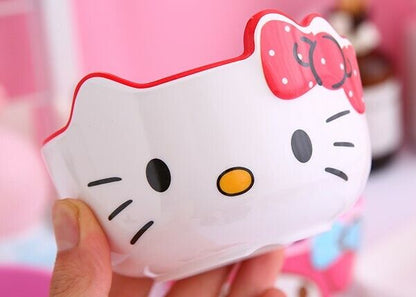 Cute 2pcs 4" Hello Kitty Rice Oatmeal Salad Soup Bowl Kitchen Die-Cut Bowl