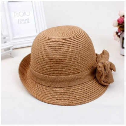 New Fashion Straw Sun Hat Summer Sun Cap with Bow Foldable Female Outside Hat