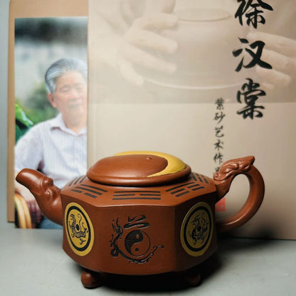 Vintage Chinese Yixing Purple Clay Teapot Zisha Ceremony Calligraphy Collectible