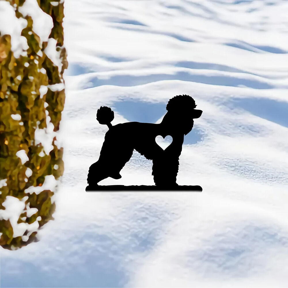 Clever Dog Garden Stake Iron Art Silhouette Metal Yard Sign Courtyard Art Garden