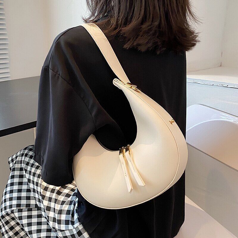 Handbags Wallets Women PU Leather Shopper Half Moon Totes Bags