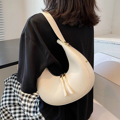 Handbags Wallets Women PU Leather Shopper Half Moon Totes Bags
