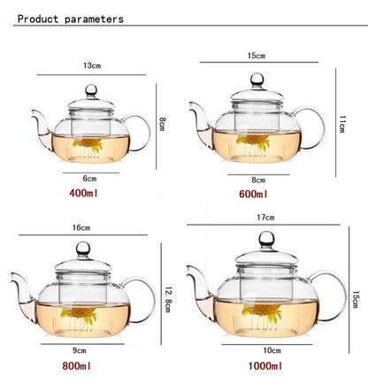 Heat Resistant Glass Teapot Flower Tea Pot with Infuser Tea Leaf Herbal Coffee