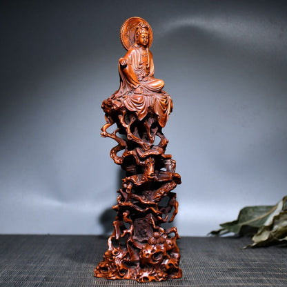 Antique Wooden Carved Free Kwan Yin Statues Woodwork Sculptures Figure Decor Art