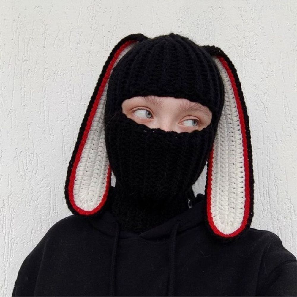 Bunny Hat Knitted Warm Wool Sleeve Cap Party Hat Ski Mask