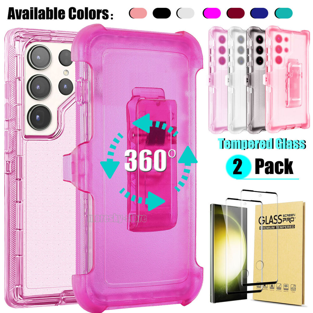 For Samsung Galaxy S23 S23+ S23 Ultra Clear Case w Clip Holster Belt Stand Cover