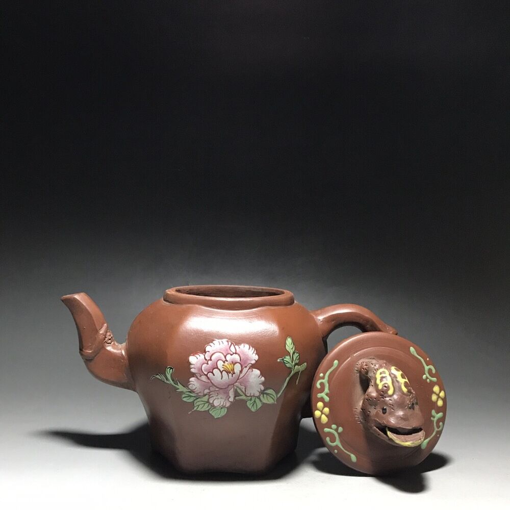 vintage chinese yixing purple clay teapot zisha ceremony carving Collectible art