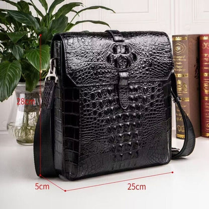 Handcrafted Original Crocodile Skin Leather Men Business Shoulder Messenger Bag