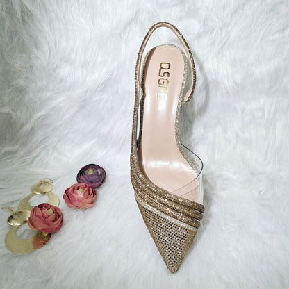 Gold Comfortable Pointed Toe Noble Ladies Shoes Bag Wedding A Pair Of Shoes