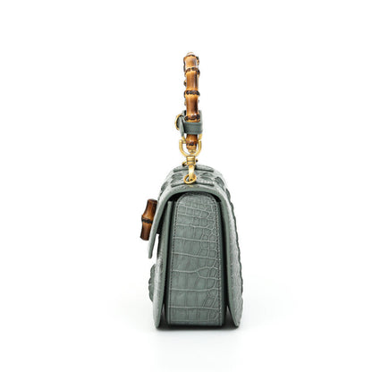 Women's Bamboo Small Handbag, Real CrocodileSkin Shoulder Bags