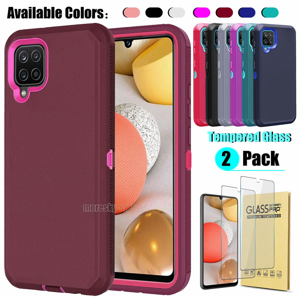For Samsung Galaxy A42 5G Case Shockproof Phone Cover + Glass Screen Protector