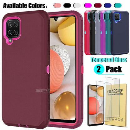 For Samsung Galaxy A42 5G Case Shockproof Phone Cover + Glass Screen Protector