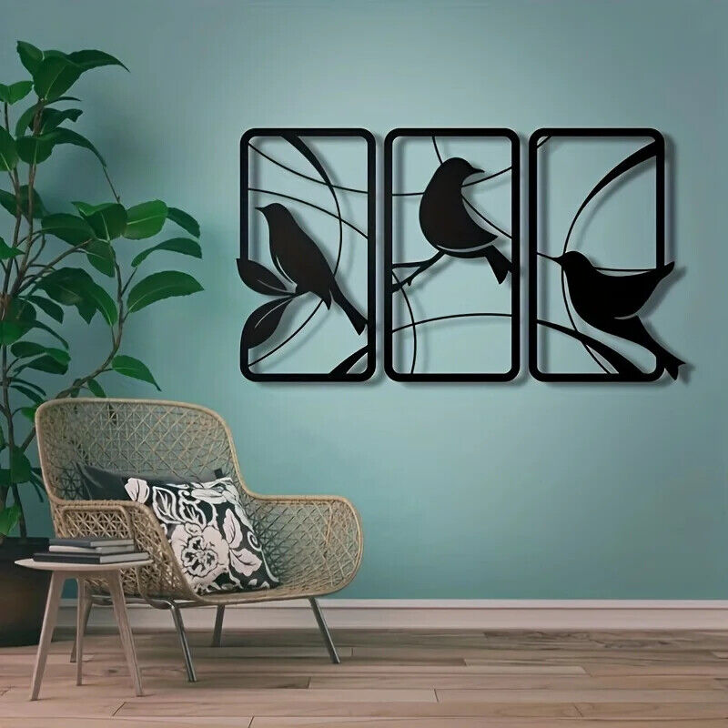 3pcs Paradise Bird Metal Wall Art, Bird Metal Wall Painting Metal Wall Picture