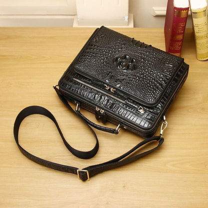 Genuine leather crocodile handbag large capacity men's briefcase business bag