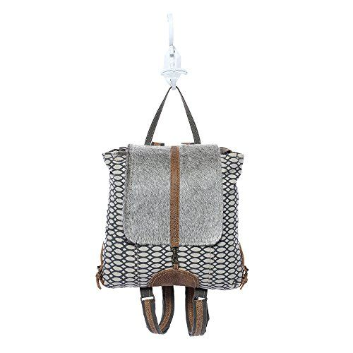 Myra Bag Honey Bee Cowhide & Upcycled Canvas Backpack S-1162 One Size, Gray