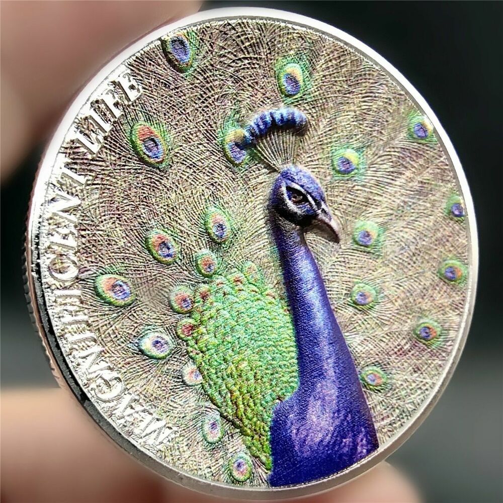 Commemorative Coin Cook Island Magnificent Life Peacock Collectible Metal 40x3mm
