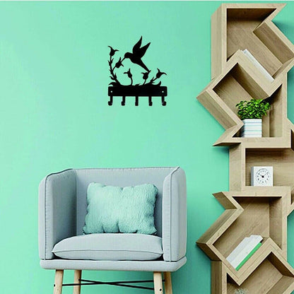 Wall Mounted Hook Up Hummingbird Key Rack Hanger Iron Crafts Rack Wall Art Decor
