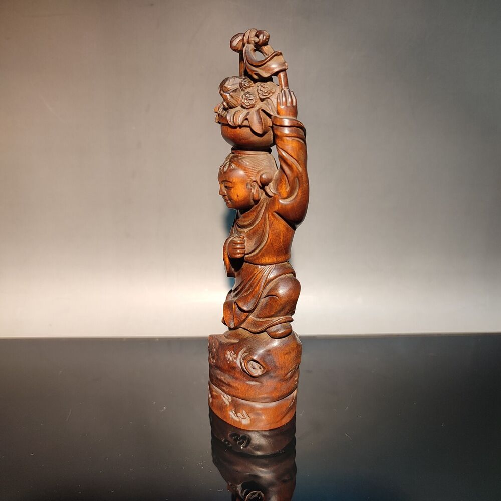 wood carving Lan Ts'ai-ho strolling singer flower-basket patron deity florist