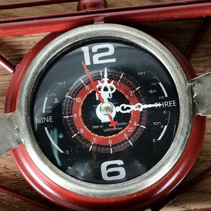 Creative Retro Iron Aircraft Clock Living Room Wall Hanging Decoration Ornaments