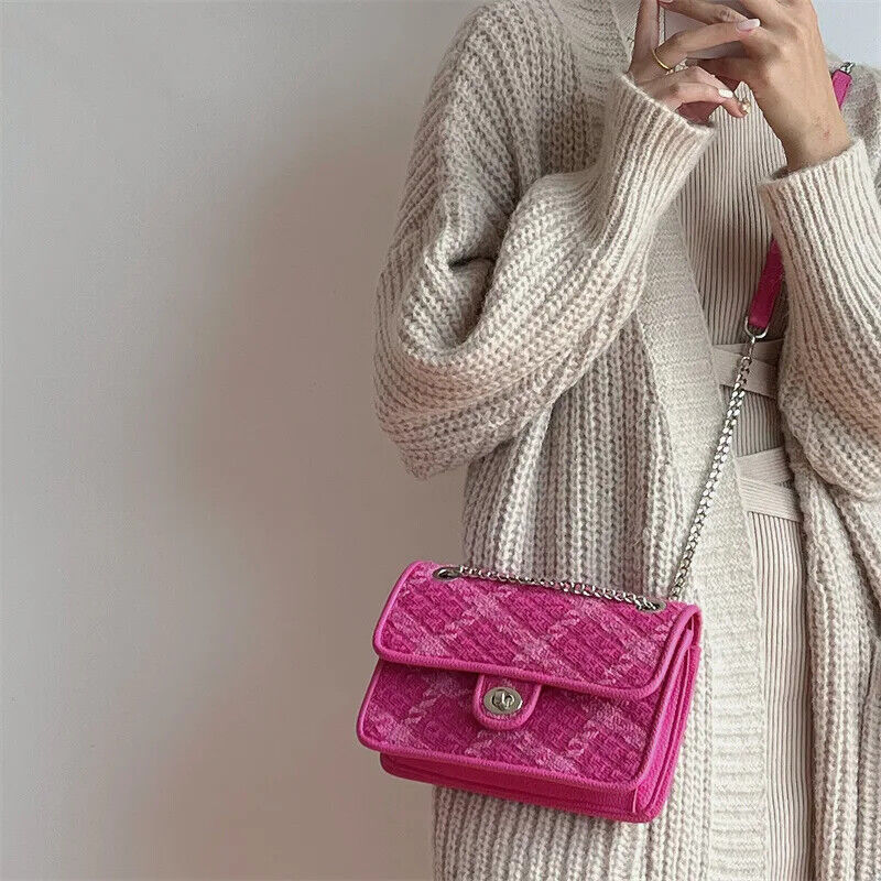 Women Lock Shoulder Bags Plaid Ladies Female Clutch Purse Handbags