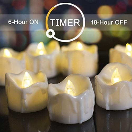 Homemory Timer Tea Lights & 24Pcs Blue LED