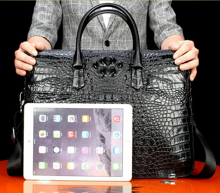 100% Real Thai Alligator Skin Men's Luxury Business Briefcase Handbag Large Bags