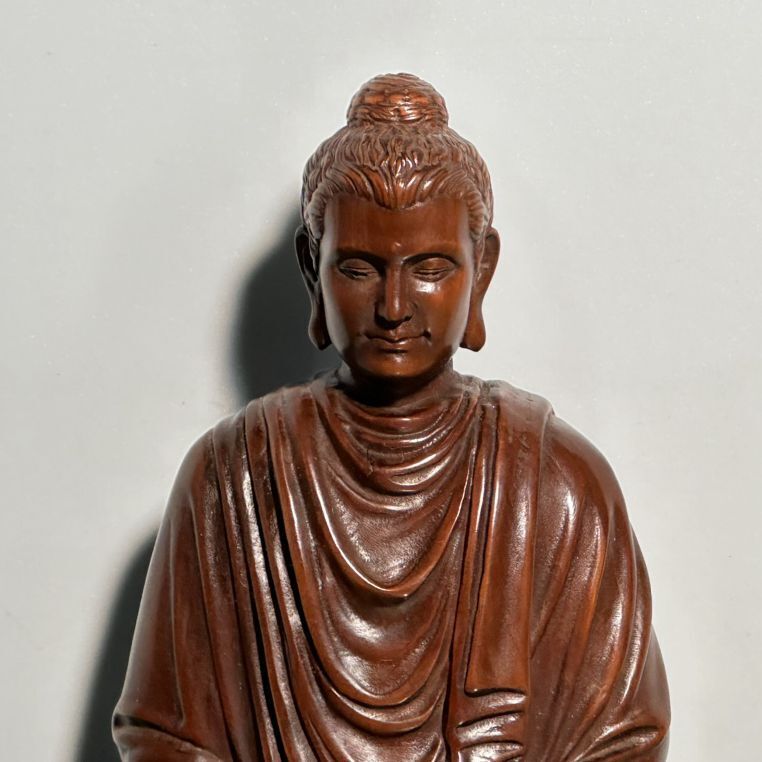 Vintage Chinese Wood Ornaments Boxwood Carving Tathagata Buddha Statue Sculpture