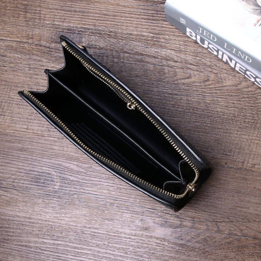 Cowhide Leather Men's Clutch Bag, Desinger Pearl Fish Skin Pattern Long Wallets