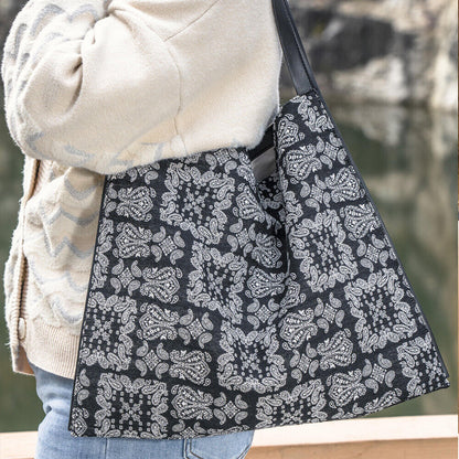 Celela Women Large capacity Vintage Print Linen Shoulder Tote Cloth Bags Strap