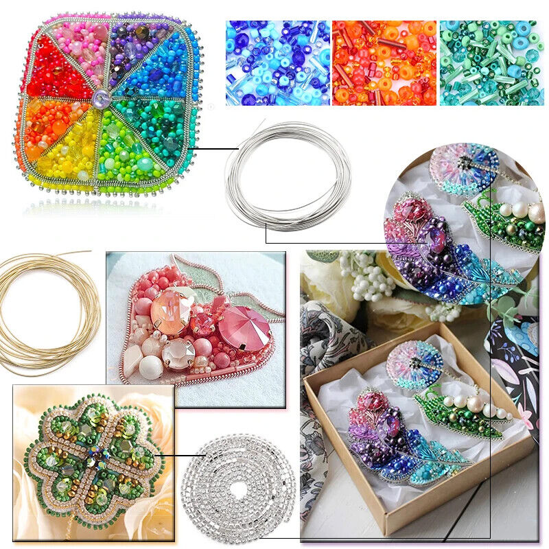 Beading Embroidery Kits 4~39Pcs Glass Seed Bead Needlework Jewelry Crafts Making