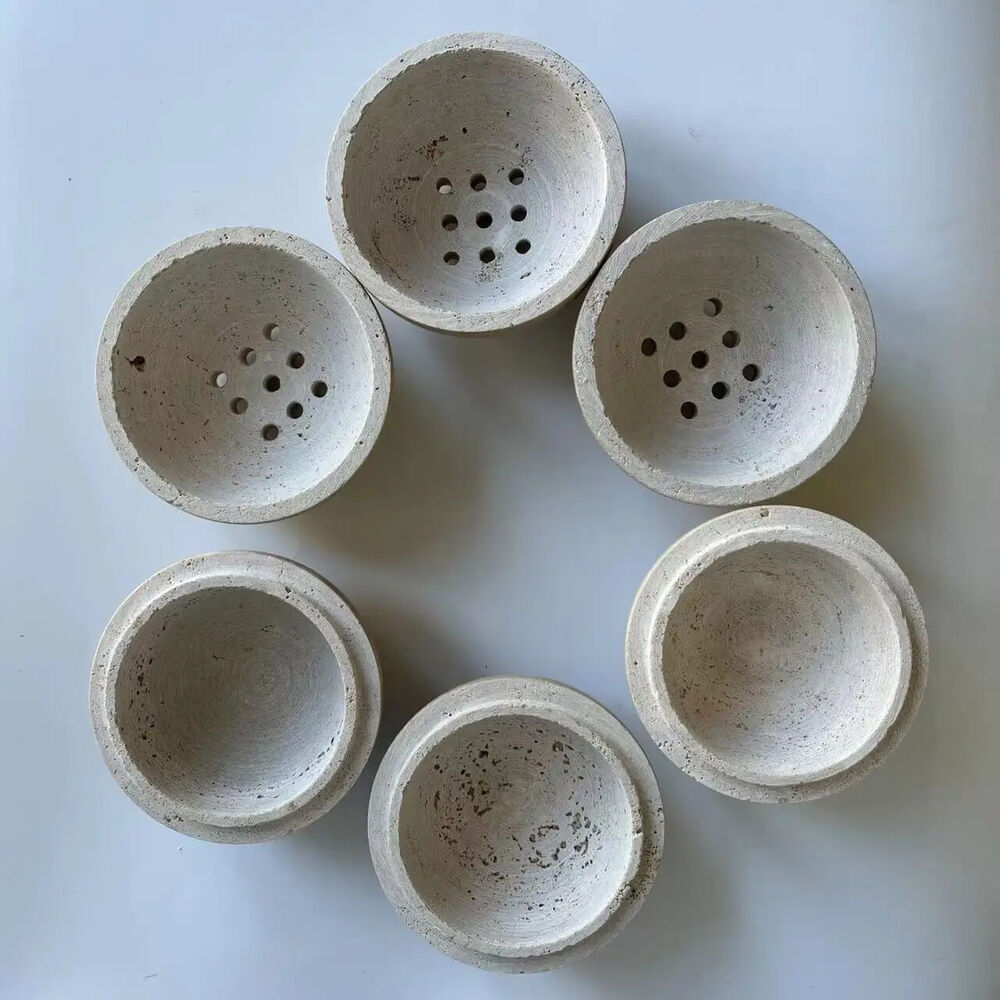 Incense Burner Holder 9 Holes Natural Marble Cave Stone Round Table Decor 10.5cm