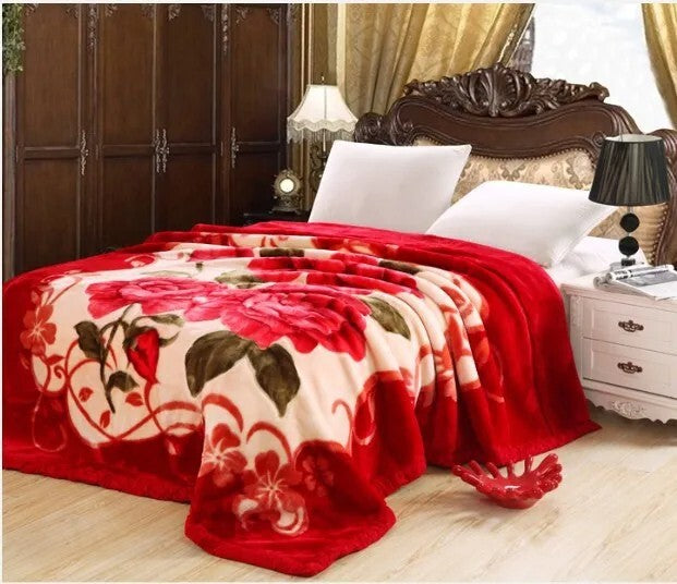 Double Layer Raschel Blankets 150*200cm Soft Warm Faux Fur Mink Throw Thicken
