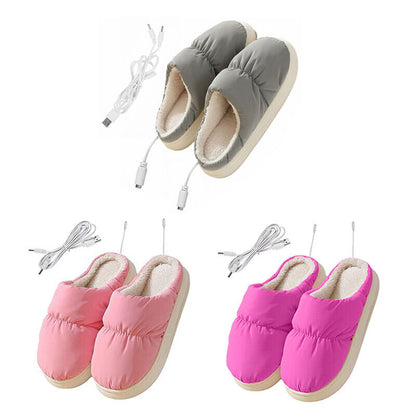 USB Heated Slippers Electric Heating Cotton Slippers Foot Warmer Winter Gifts
