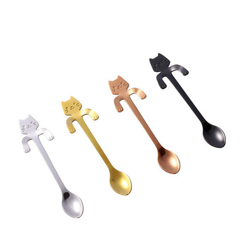 Tea & Coffee Spoon Food-grade Stainless Steel Cat Handle Scoop Drinking Flatware
