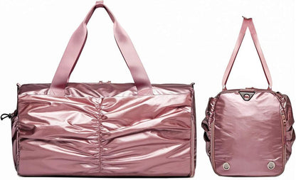 Metallic Women Stylish Gym Duffle Bag School,Ballet Dance for Rose gold