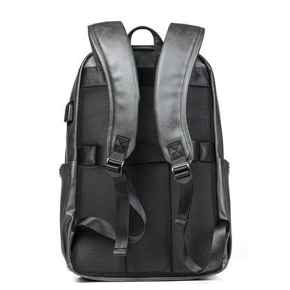 Top PU Leather Men's Backpack, New Large Capacity Travel Bag School Rucksack