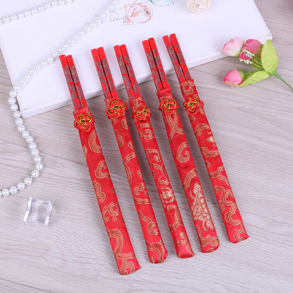 Red chopsticks Chinese wood bag holder dinnerware flatware kitchen food st-ca
