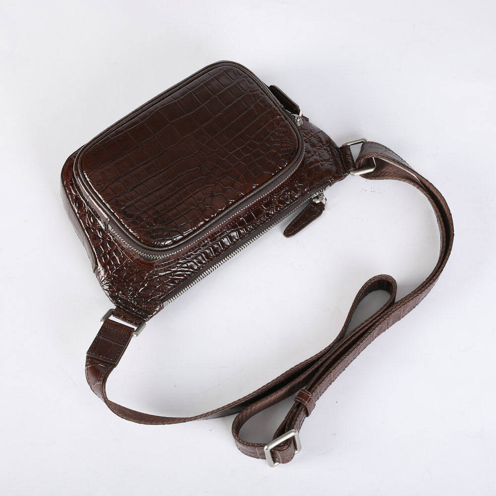 Real Crocodile Alligator Skin Leather Men's Crossbody Bag Luxury Sling Backpack