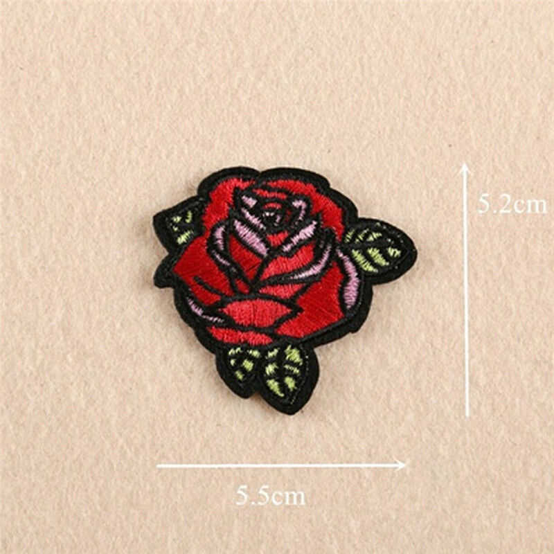 11X Embroidery Rose Flower Sew Iron on Patch on Badge Bag Jeans Applique CraY-ca