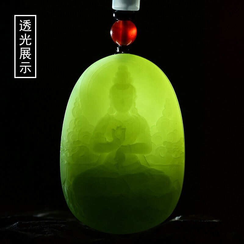 Afghanistan Blue White Jade Guanyin Pendant Men's Natural Jade Blue Jade Pendant