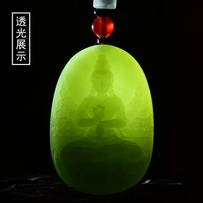 Afghanistan Blue White Jade Guanyin Pendant Men's Natural Jade Blue Jade Pendant