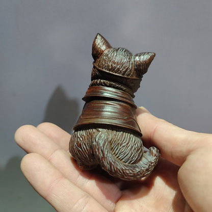 Chinese Carved Sculpture Statue Wood Christmas Wooden Gift Animal Small cat pet