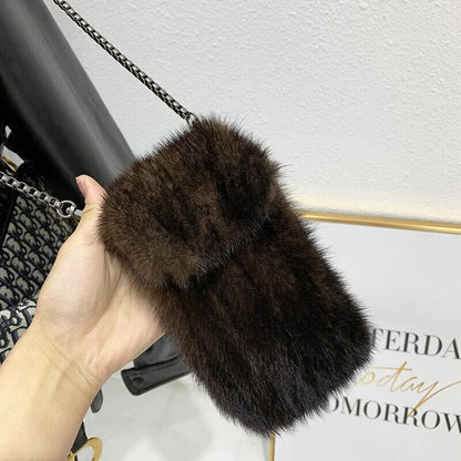 100% Real Bag Crossbody Bags Women Plush Purses and Handbags Shoulder Bag Girls
