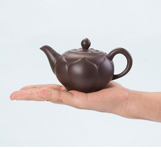 Real Yixing Zisha Tea Pot Lotus Design Purple Grit Pot Of Tea China Pot 200ml