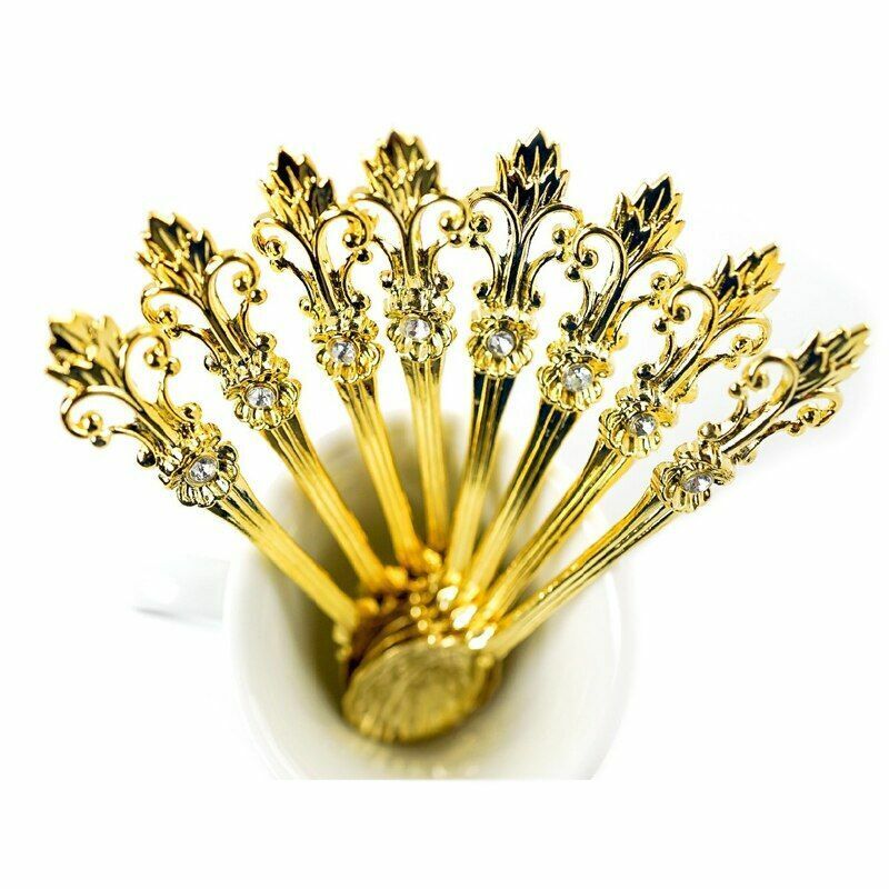 4Pcs/Set 11cm Royal Style Metal Carved Coffee Tea Spoon Vintage Antique Flatware