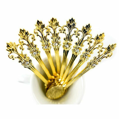 4Pcs/Set 11cm Royal Style Metal Carved Coffee Tea Spoon Vintage Antique Flatware